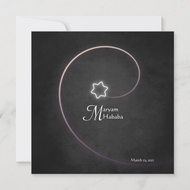 Islam Islamic baby birth Aqiqah night star black Invitation (Front)