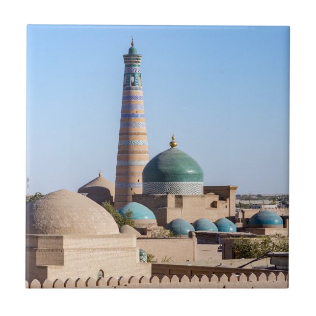 Islam Khodja Minaret & mosque - Khiva, Uzbekistan Ceramic Tile (Front)