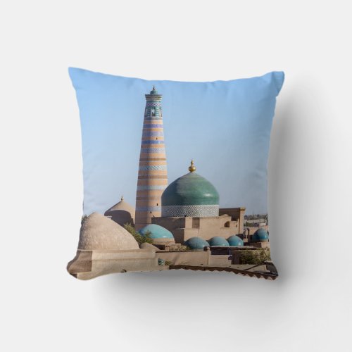 Islam Khodja Minaret  mosque _ Khiva Uzbekistan Throw Pillow