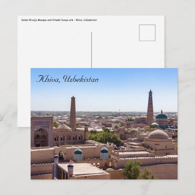 Islam Khodja Mosque and Citadel Kunya-ark - Khiva Postcard (Front/Back)