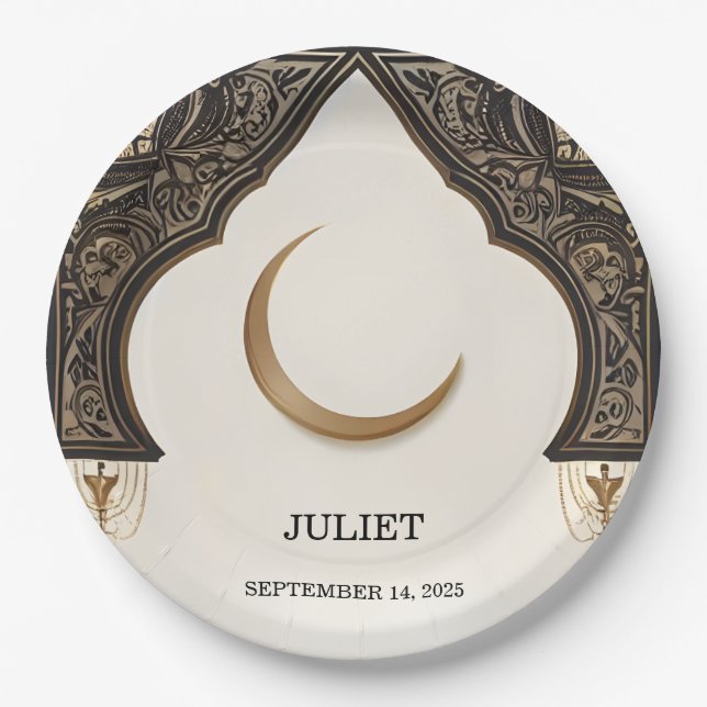 Islam Nikah Arabic Walima Muslim Bridal Shower Paper Plates (Front)