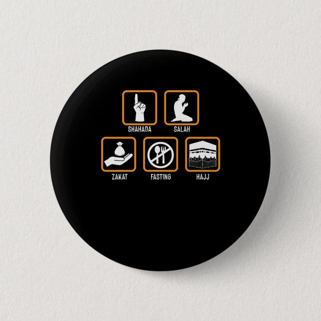Islam Shahada Salah Hajj Mecca Allah Muslim Gift Button (Front)
