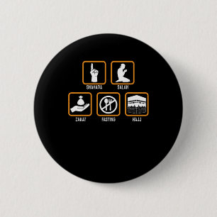 Islam Shahada Salah Hajj Mecca Allah Muslim Gift Button