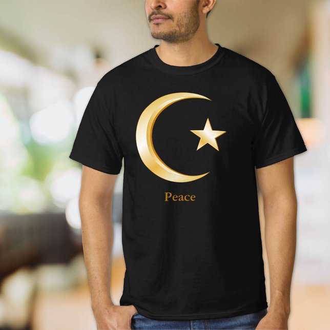 Islam Symbol T-Shirt (Customize with your text. The crescent moon and star are a symbol of Islam. )