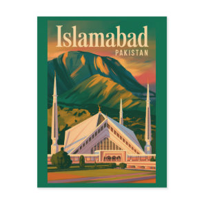Islamabad Pakistan Faisal Mosque Illustration Postcard