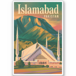 Islamabad Pakistan Faisal Mosque Illustration Sticker