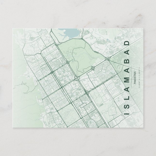 Islamabad Pakistan Map Minimal Postcard (Front)