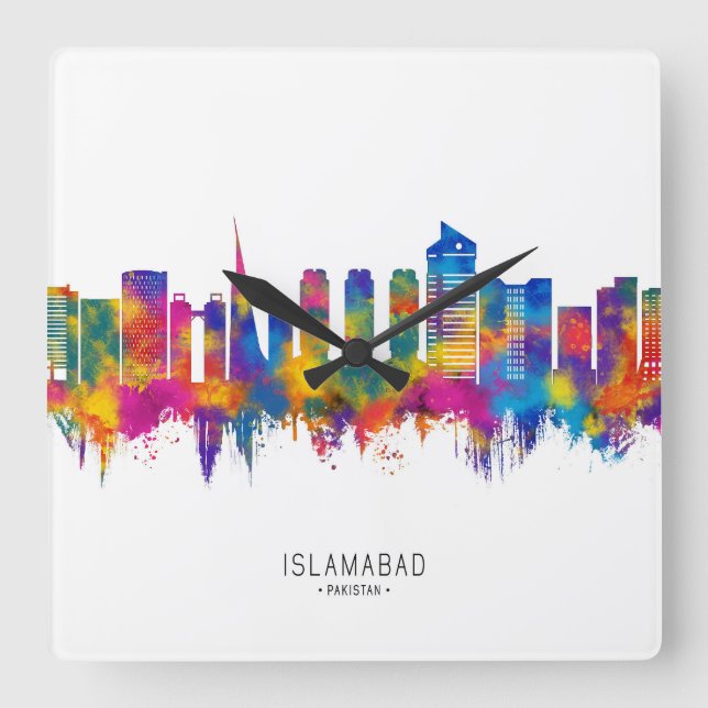 Islamabad Pakistan Skyline Square Wall Clock (Front)