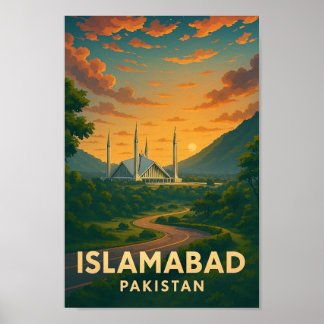 Islamabad Pakistan Vintage Travel Poster