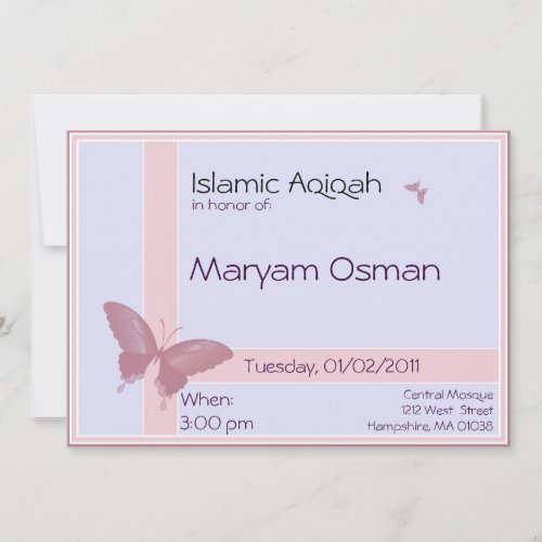 Islamic Aqiqa invitation _ baby girl celebration