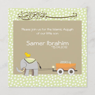 Islamic Aqiqah baby invitation announcement muslim