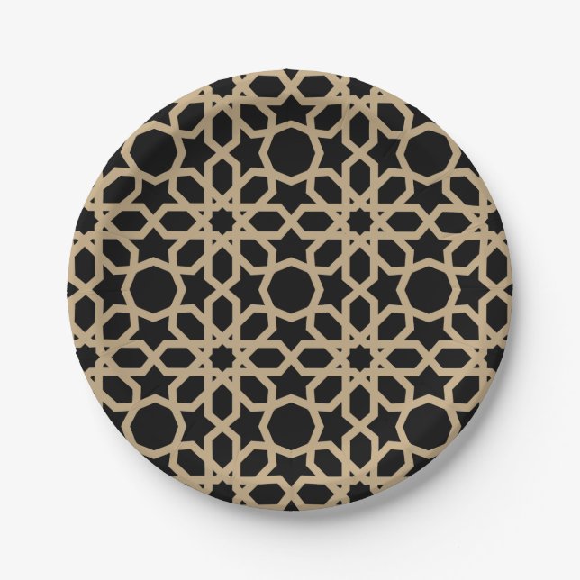 Islamic Arabic Geometric Pattern Design Abstract  Paper Plates (Front)