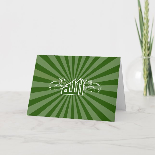 Islamic Arabic green Allah retro greeting card (Front)