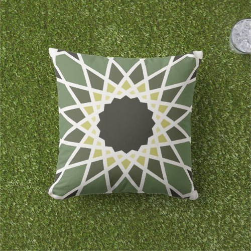 Islamic Arabic Moroccan Geometric Pattern Design Outdoor Pillow