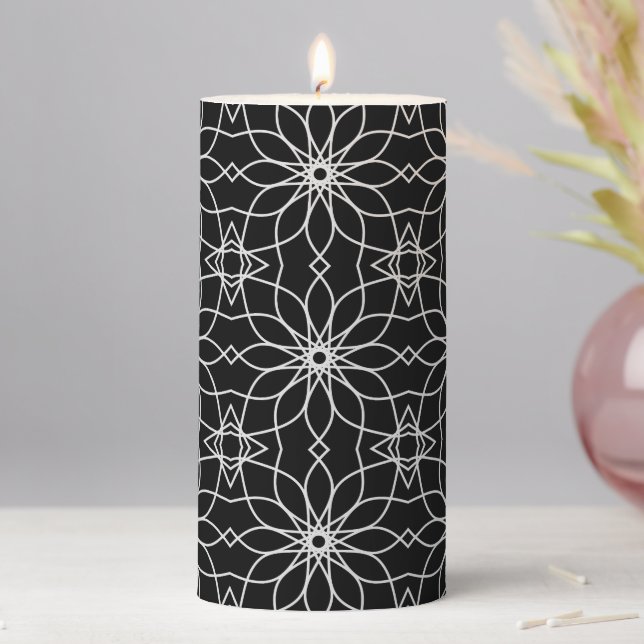 Islamic Art Geometric Pattern Design Abstract   Pillar Candle (In Situ)