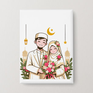 Islamic Art Nikah Muslim Groom And Bridle Islamic Button