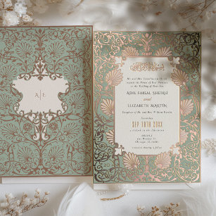 Islamic Art Nouveau Gold Foil Accents Wedding Foil Invitation