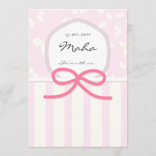 Islamic baby Aqiqah birth invitation bed pink