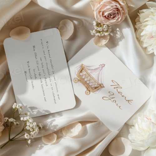 Islamic Baby Girl Aqiqah Thank You Card