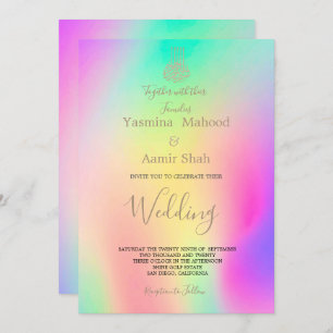 Islamic Bismillah Colorful Chic Modern Wedding Invitation