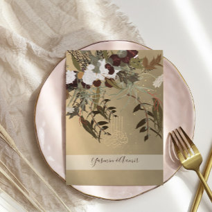 Islamic Bismillah Rustic Floral Gold Wedding Invitation