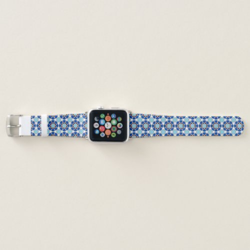 Islamic Blue White Moroccan Geometric Pattern Apple Watch Band