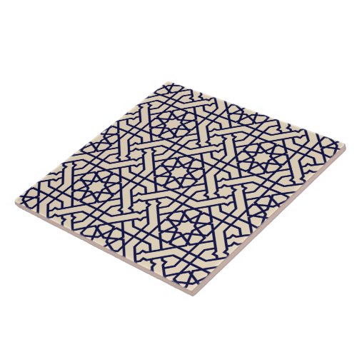 Islamic Blue White Moroccan Geometric Pattern Ceramic Tile