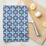 Islamic Blue White Moroccan Geometric Pattern Kitchen Towel