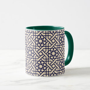Islamic Blue White Moroccan Geometric Pattern Mug