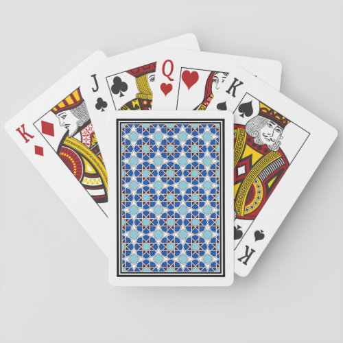Islamic Blue White Moroccan Geometric Pattern Poker Cards