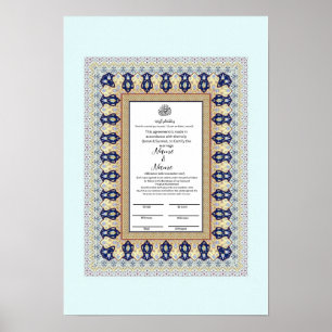 Islamic border patterns Nikkah certificate Poster