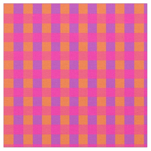 Islamic Bright Pink Orange Check Pattern Fabric