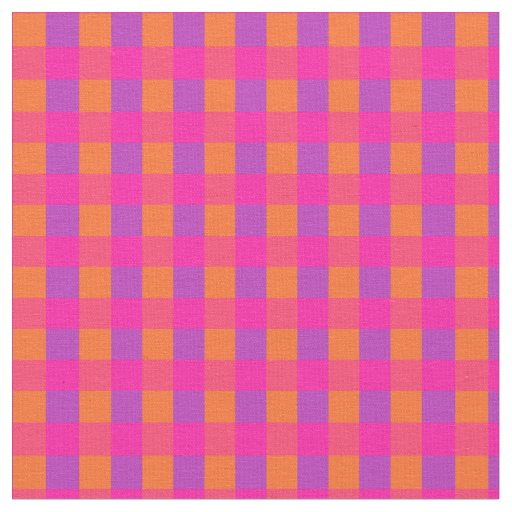Islamic Bright Pink Orange Check Pattern Fabric