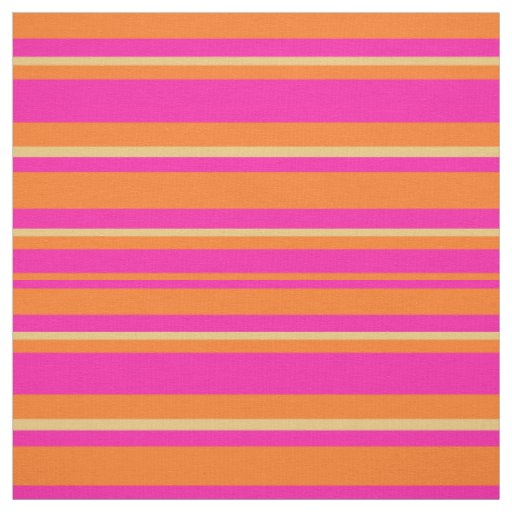 Islamic Bright Pink Orange Striped Pattern Fabric