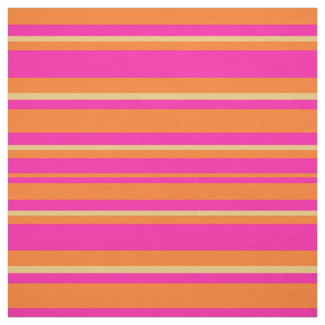 Islamic Bright Pink Orange Striped Pattern Fabric (Swatch)