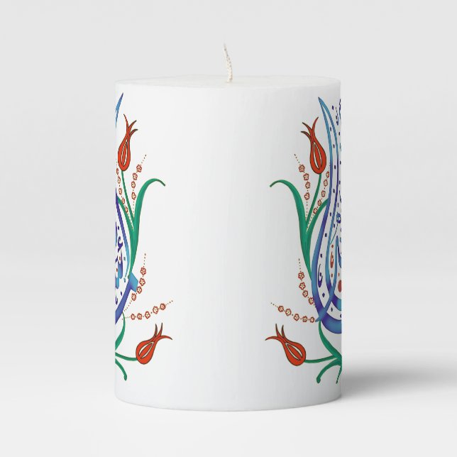 Islamic Calligraphy Pillar Candle (Front)