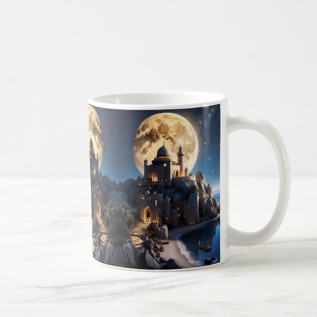Islamic Castle sitting upon a mountain  Coffee Mug (Right)
