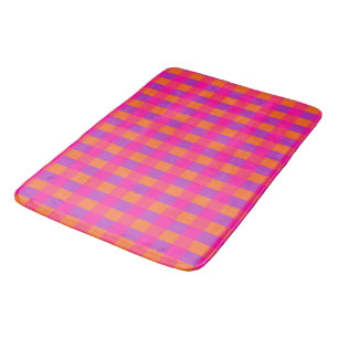 Islamic Collection, Pink Orange Purple Check Bathroom Mat