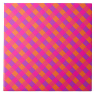 Islamic Collection, Pink Orange Purple Check Ceramic Tile