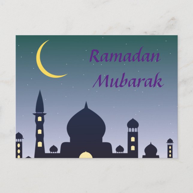 Islamic Crescent Ramadan Kareem Fasting Mosque Postcard (Front)