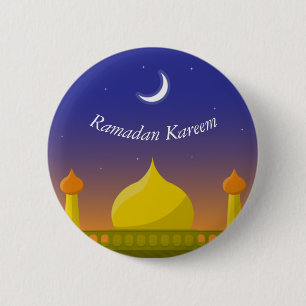 Islamic Crescent Ramadan Kareem Typographic Art Button