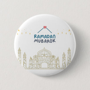 Islamic Crescent Ramadan Kareem Typographic Art Button