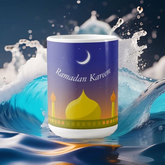 Islamic Crescent Ramadan Kareem Typographic Art Coffee Mug (Creator Uploaded)