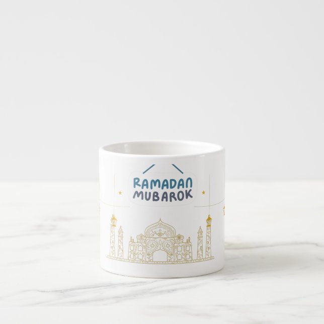 Islamic Crescent Ramadan Kareem Typographic Art Espresso Cup (Front)