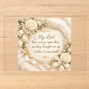 Islamic Dua for Parents  Muslim Gift  Floral Acrylic Invitations