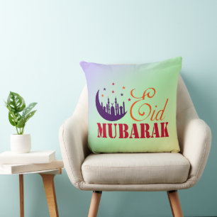 Islamic Eid Greetings - Modern Chic Eid Mubarak Throw Pillow