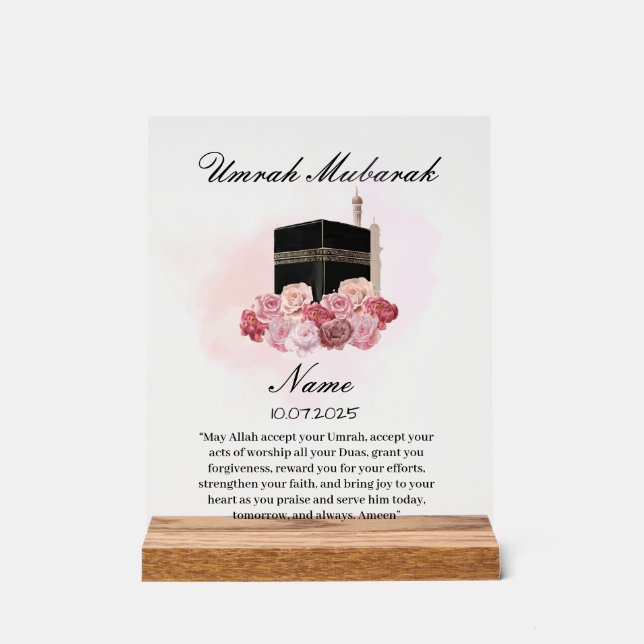Islamic floral acrylic umrah Mubarak  Sign (Front)