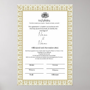 Islamic floral border Nikkah certificate Poster
