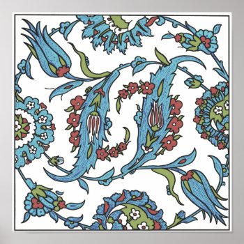 Islamic Floral Ceramic Tile #1 Poster by IslamicDesign at Zazzle