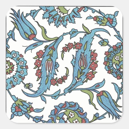 Islamic Floral Ceramic Tile #1 Square Stickers